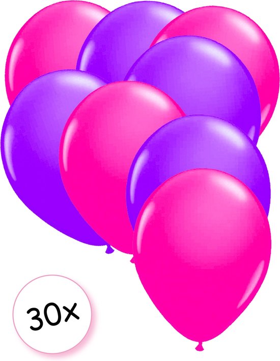 Ballonnen Neon Roze & Neon Paars 30 stuks 25 cm