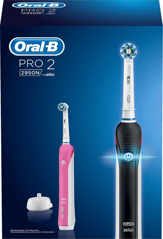 Hectare krassen Paar Oral-B PRO 2 2950N - Elektrische Tandenborstel - Duopack - Zwart en Roze |  bol.com