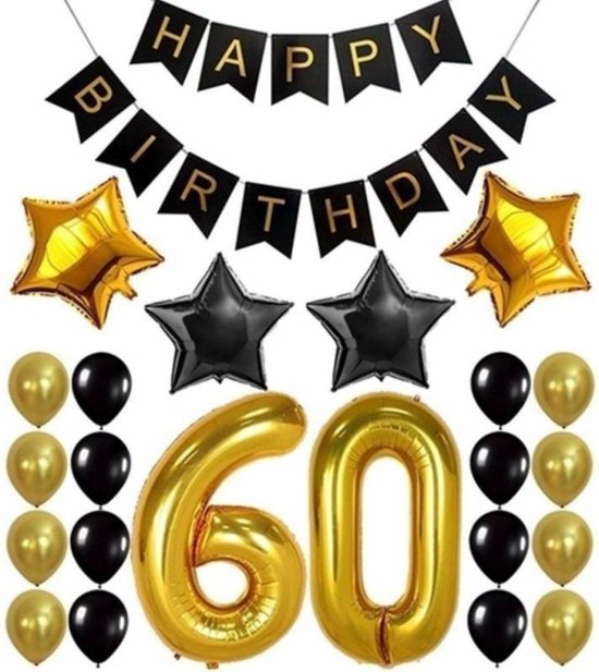 60 Jaar Verjaardag Versiering Set XXL - Jubileum - Happy Birthday Ballonnen  -... | bol.com
