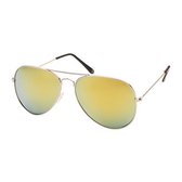 Freaky Glasses® – Piloten Bril - Festival Bril – Rave Zonnebril – Dames – Heren - Zilver met Gele Spiegellenzen