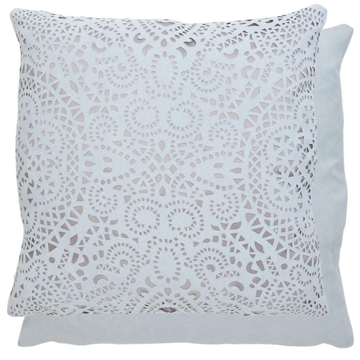 Clayre & Eef Kussenhoes KT021.105G 45*45 cm Grijs Polyester Vierkant Krullen Sierkussenhoes Kussen hoes