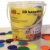 3D sneeuwvlok bouwdiscs - emmer met 600 stuks - creatief speelgoed - DIY constructie -  plastic bouwspeelgoed - click-connect-bouwen - kids - kinderen - bouwen - speelplezier