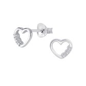 Joy|S - Zilveren classic hartje oorbellen 7 mm zirkonia