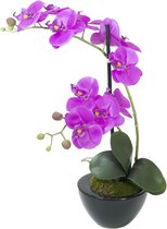 Europalms Orchidee kunstplant met pot - Paarse bloemen - 45cm hoog