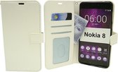 Bookcase Geschikt voor: Nokia 8 - Wit - portemonee hoesje
