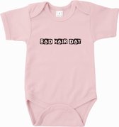 Baby rompertje Bad hair day | Korte mouw 74/80 Licht roze