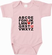 Baby rompertje ABC i love you | Korte mouw 50/56 Licht roze