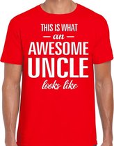 Awesome Uncle / oom cadeau t-shirt rood heren S