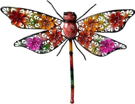 Reis Allemaal oase Grote metalen libelle gekleurd 27 x 33 cm tuin decoratie - Tuindecoratie  libelles -... | bol.com