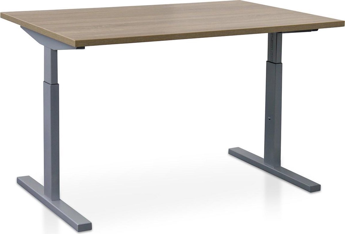 Rechthoek bureau instelbaar | Start Pintado | 140 x 80 cm | Frame aluminium - blad midden eiken