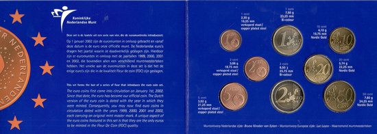 Thumbnail van een extra afbeelding van het spel Nederland Jaarset Munten 2002 FDC - Euro Introductie
