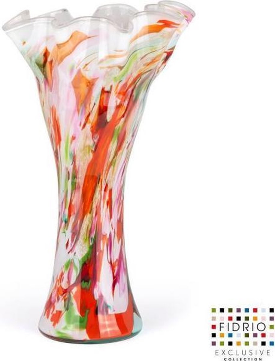 Fidrio Design vaas Wave XXL MIXED COLOURS glas mondgeblazen bloemenvaas hoogte 56 cm
