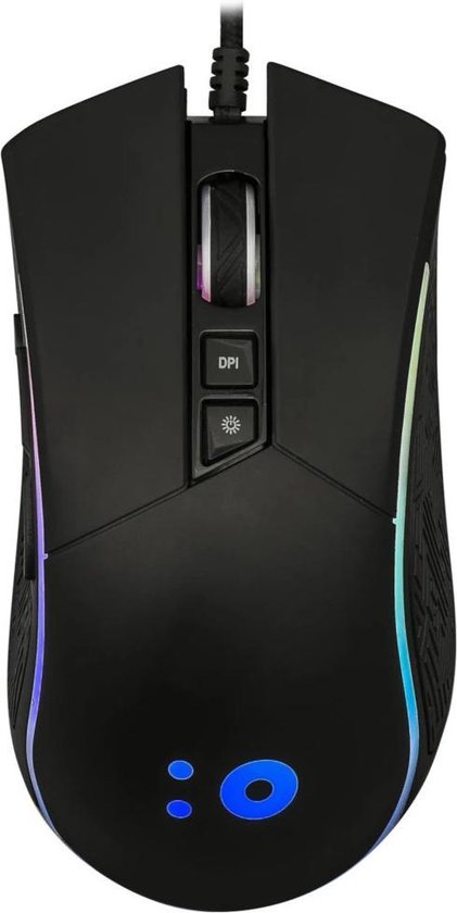 NÖRDIC GAME-N1042 RGB USB gaming muis , 7 LED kleuren , 6400 DPI, Bedraad , zwart