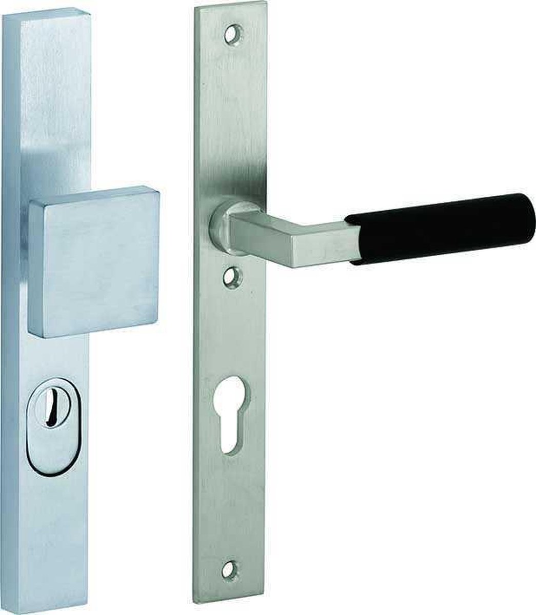 SKG3 knop/kruk op smal schild rechts Bauhaus ebben m/ KTB mat nikkel / mat nikkel PVD