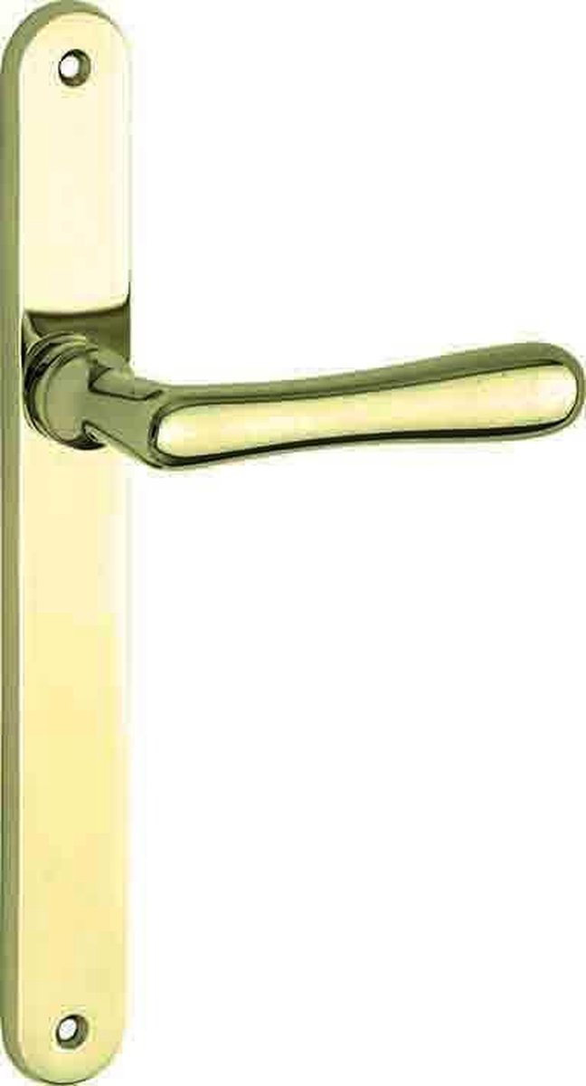 Deurkruk op ovaal schild Linea blind messing gelakt