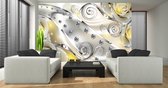 Yellow Floral Diamond Abstract Modern Photo Wallcovering