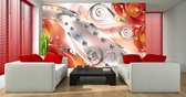 Orange Floral Diamond Abstract Modern Photo Wallcovering