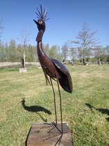 Kroonkraanvogel - Kraanvogel, vogel in metaal, 1 meter hoog, gemaakt van recyclage materialen