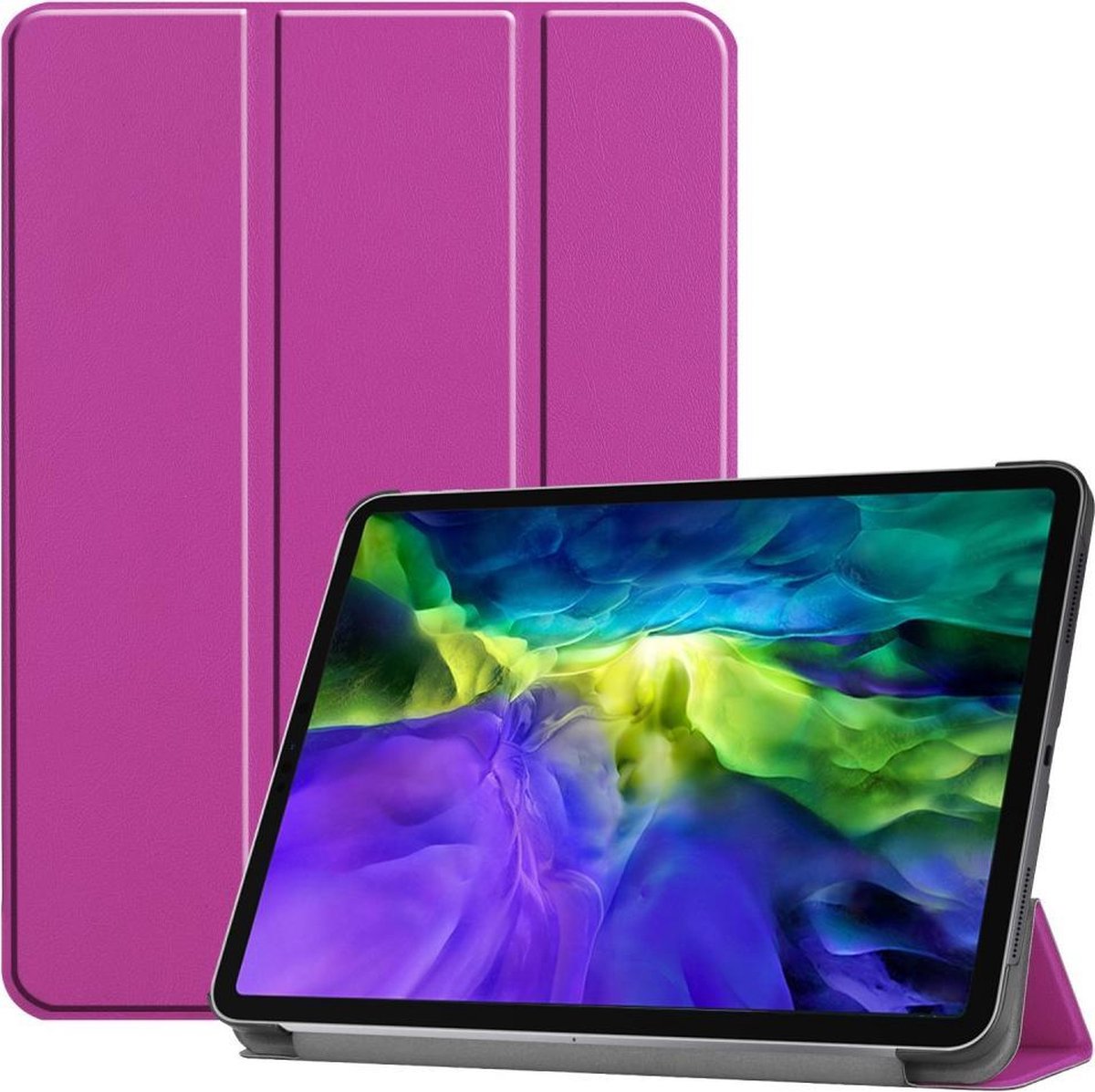 Tri-Fold Book Case met Wake/Sleep - Geschikt voor iPad Pro 11 Hoesje - Paars