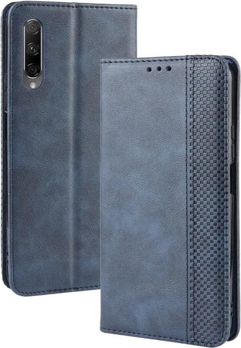 Vintage Book Case - Geschikt voor Huawei P Smart Pro Hoesje - Blauw