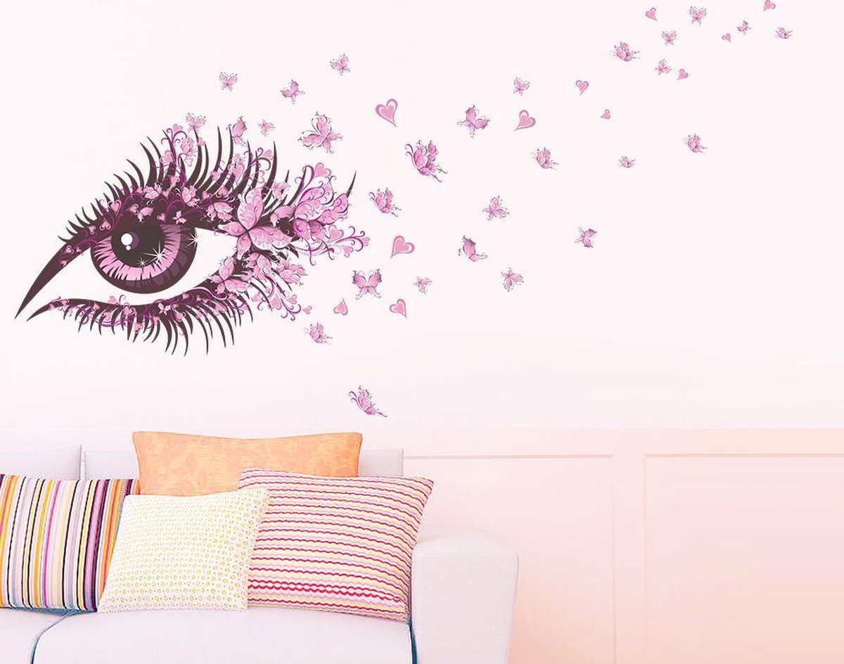 Vwist Muursticker Oog - Meisjeskamer - Make-up - Design - 135 x 65 CM