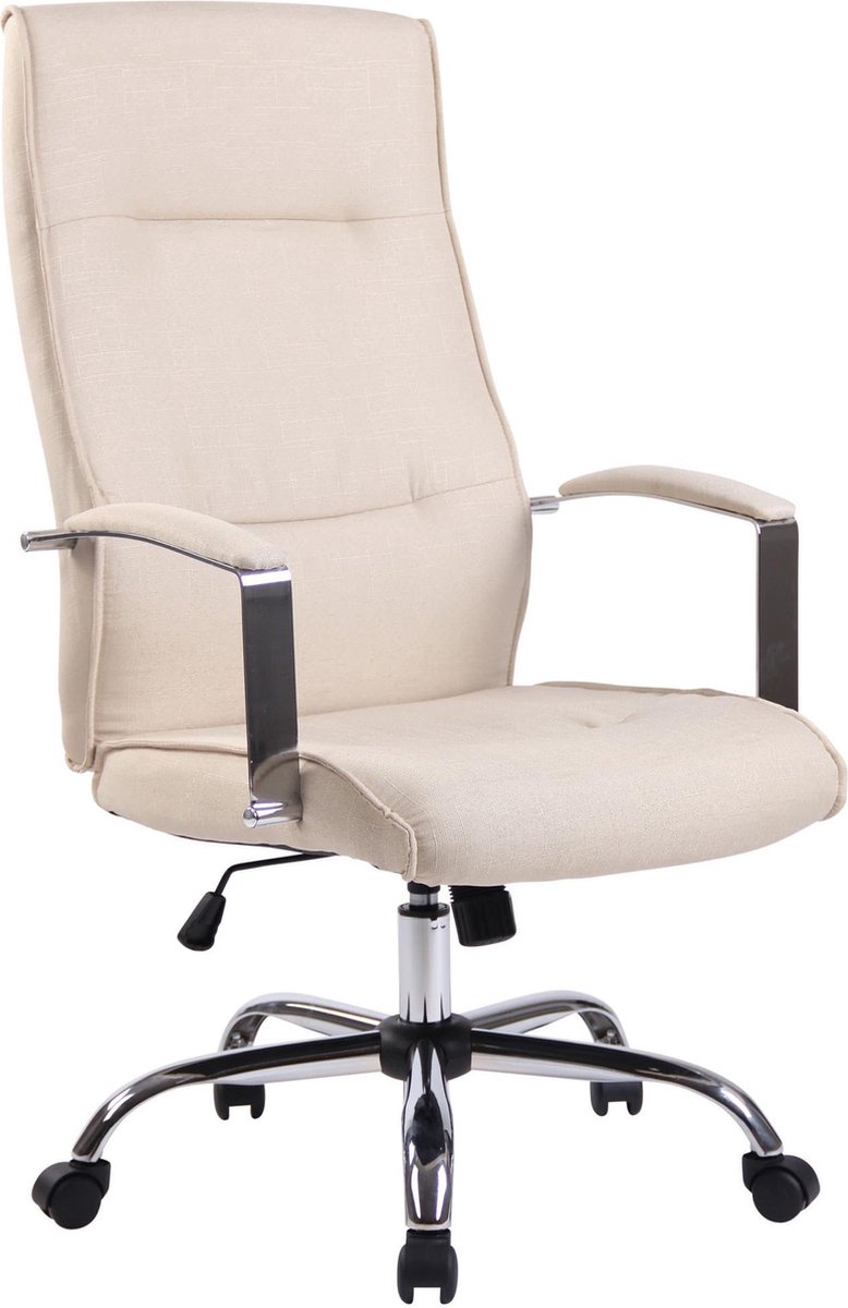 Bureaustoel - Ergonomische bureaustoel - Design - In hoogte verstelbaar - Stof - Crème - 63x72x124 cm