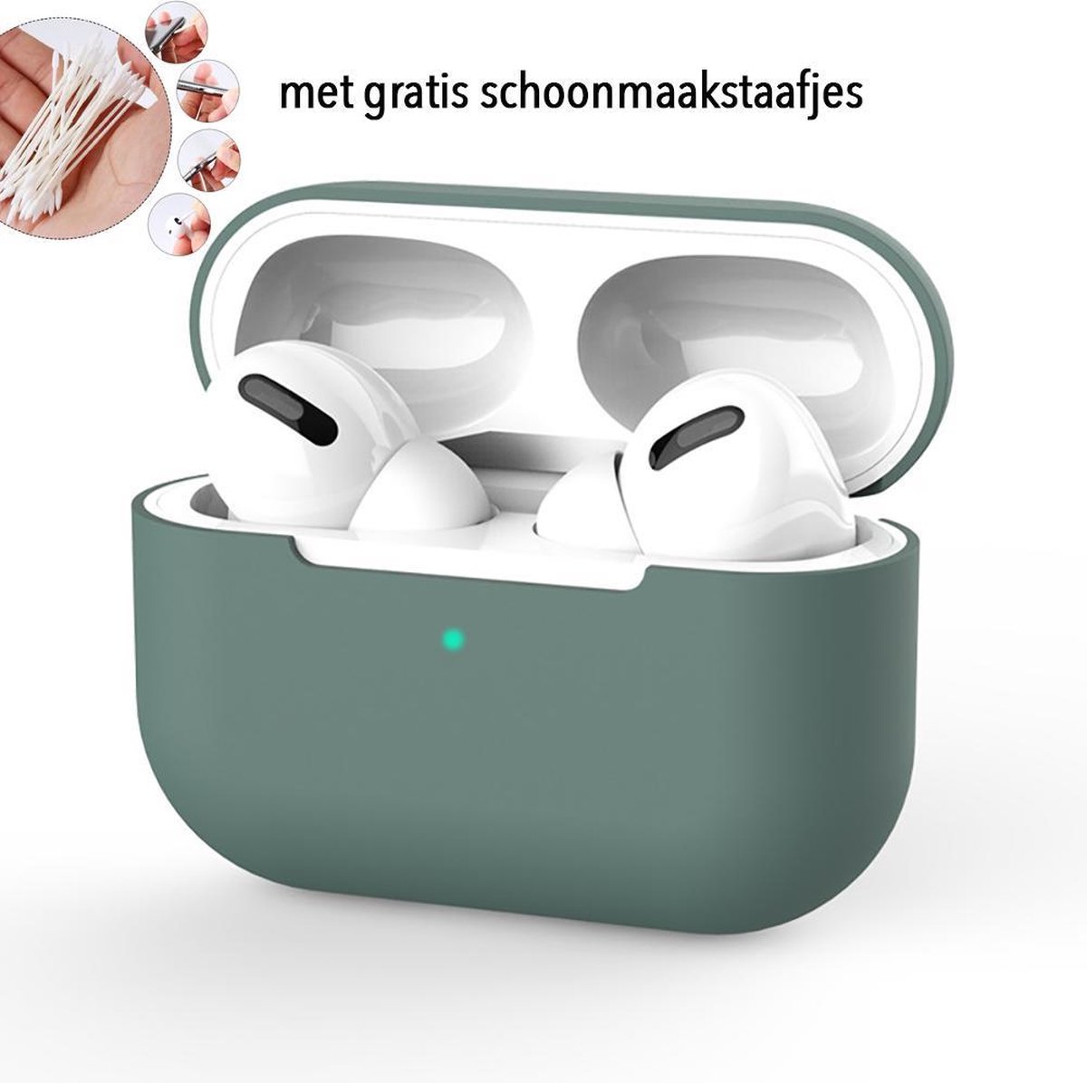 Siliconen Case Apple AirPods Pro groen - AirPods hoesje groen - midnight green - AirPods case