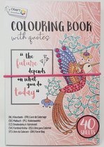 Kleurboek met quotes - 40 bladzijden - volwassenen kleurboek / 14.5 cm lang - 21.5 cm hoog - met roze elastiek