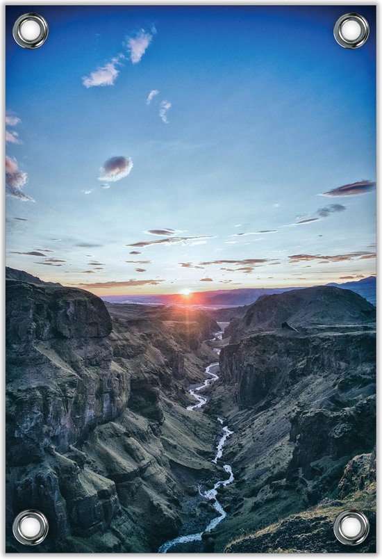 Tuinposter –Berglandschap in Ijsland– 60x90cm Foto op Tuinposter (wanddecoratie voor buiten en binnen)