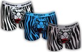Boxershort 3-pack met Tijgerprint en Tijgerkop (XXL)