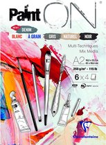 Bloc de format A2 Clairefontaine Paint-ON - 6 couleurs 24 feuilles (6 x 4 feuilles), 250 grammes