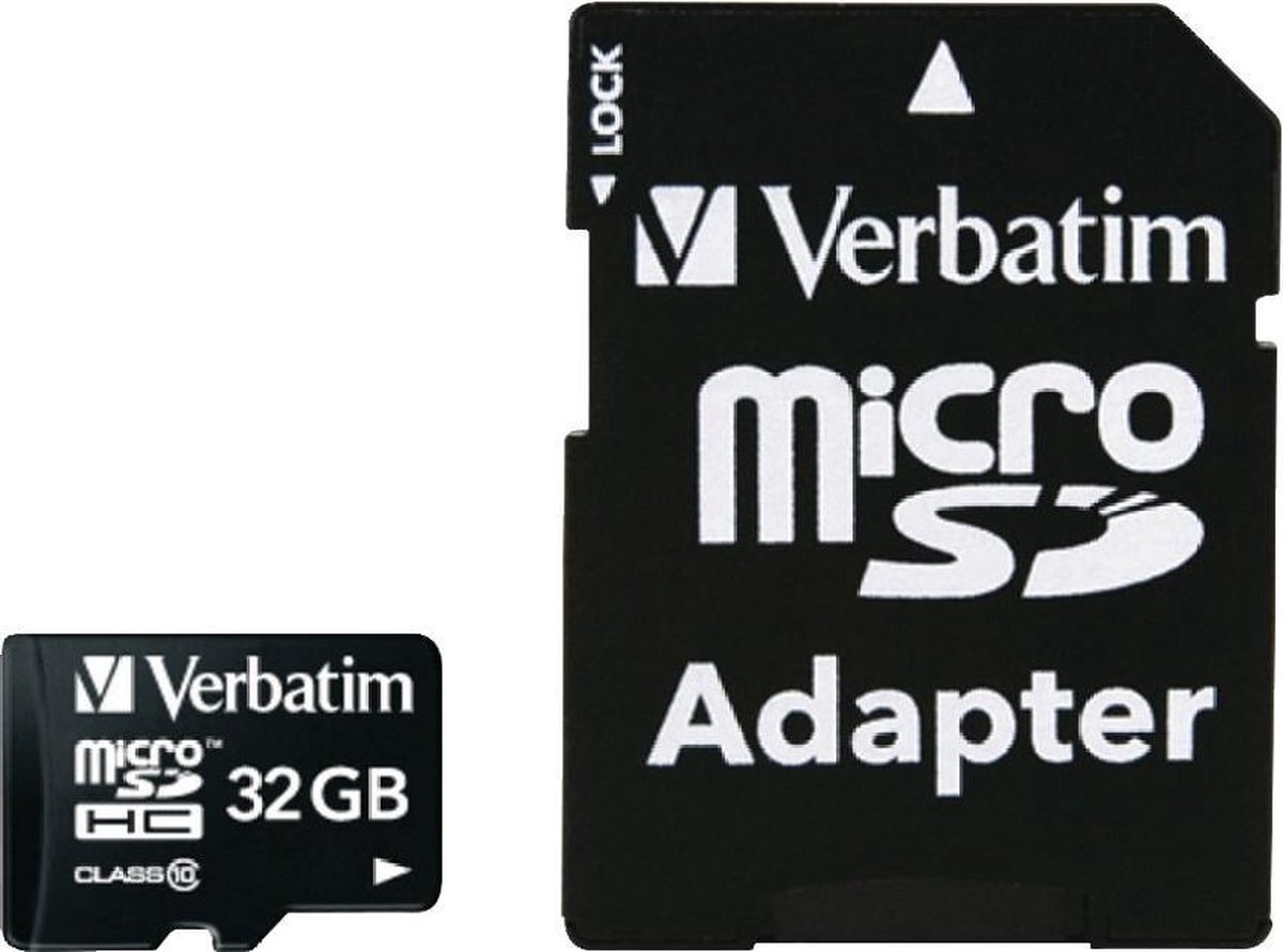 Verbatim MicroSDHC 32GB Klasse 10 met Adapter