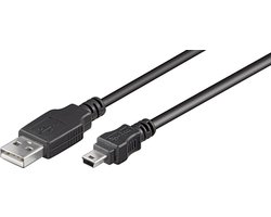 USB Mini B naar USB-A kabel - USB2.0 - tot 2A / zwart - 3 meter
