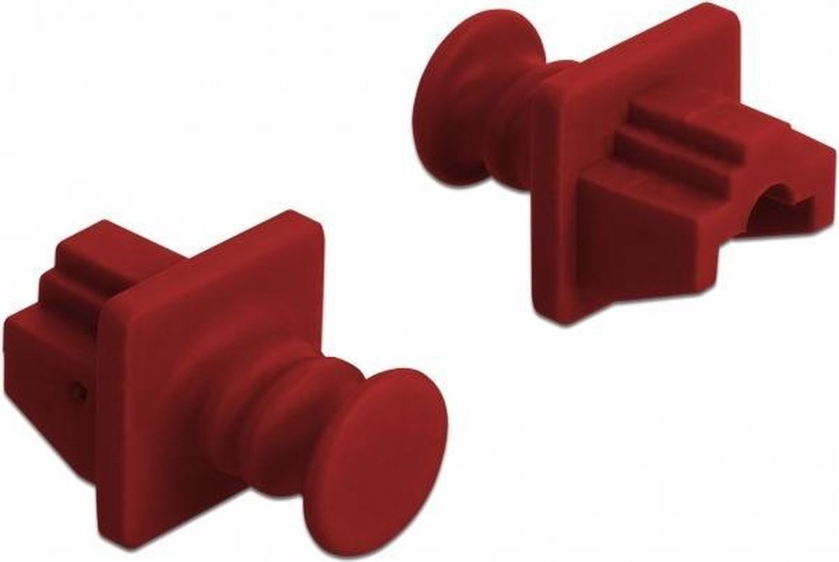RJ45 (m) afsluitcovers voor RJ45 (v) poorten met ronde greep - 10 stuks / rood