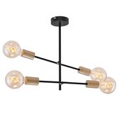Briloner Leuchten BLACK STEEL Plafondlamp Plafonnière - 4 lichts - E27 - Metaal - Zwart-witgoudm