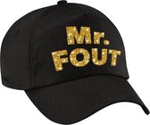 Mr. FOUT pet  / cap zwart met goud bedrukking heren -  Foute party cap