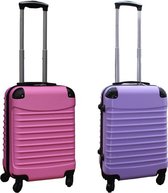 Travelerz kofferset 2 delige ABS handbagage koffers - met cijferslot - 39 liter - lila - licht roze