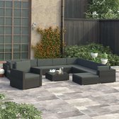 Tuin Loungeset Zwart 12 delig met Tafel (Incl LW Fleece deken) - Lounge bank tuin - Tuinbank - Loungebank - Tuinset - Tafelset tuin