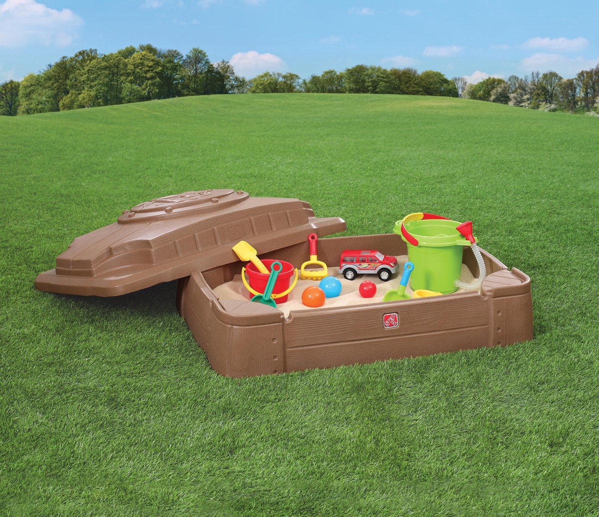 Step2 Play & Store Zandbak - Met Deksel en Zitbankjes - Zandbak van plastic / kunststof voor kinderen - Voor 91 kg zand — afbeelding 3