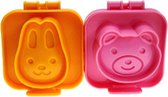 Ei vorm | Gekookt Ei Vervormer | Set Konijn en Beer | Mal Gekookt Ei | Kookvorm Ei | Eier Pers | Sushi Vorm | Boiled Egg Mold | Eier Drukker