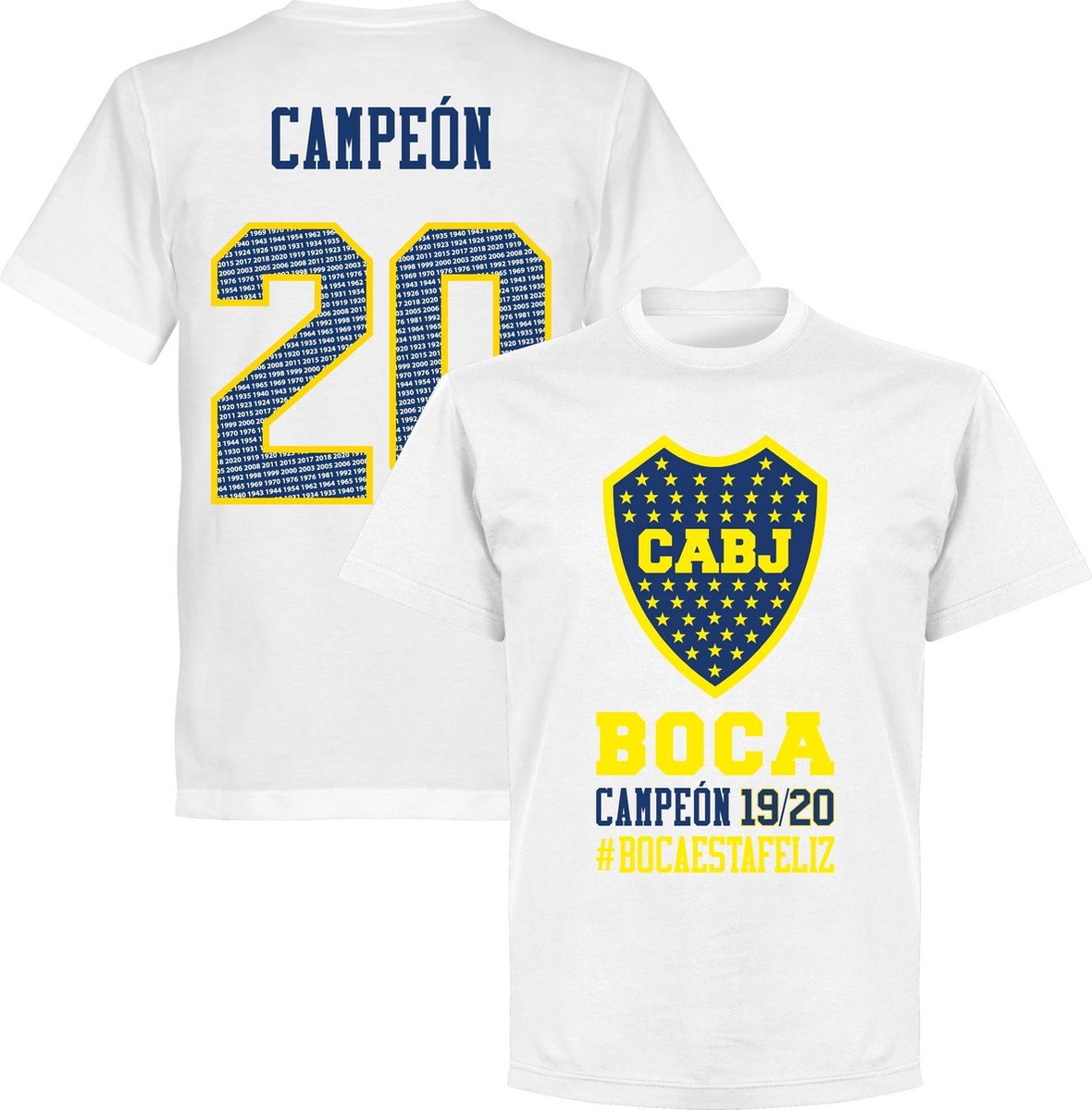 1180x1200.jpg Boca Junior Campeon 20 T-shirt - Wit - M - Afbeelding 1