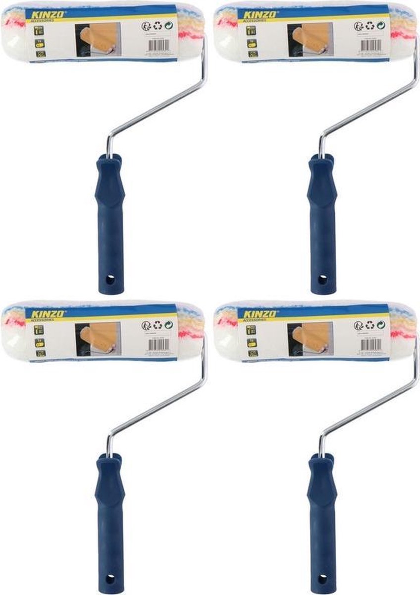 Set van 4x Verfroller - D 7,5 x B 25 cm - Verfrol/vachtrol 25 cm - Schilder benodigheden - Verf materiaal - Schilderen & Verven