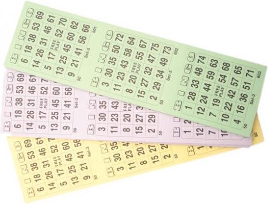 Thumbnail van een extra afbeelding van het spel 12x blok Bingo kaarten met 1-75 nummers - Bingo spellen accessoires van papier