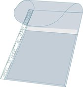 5x Pak van 10 geperforeerde showtassen met balg - opening aan bovenzijde - gladde PP 20/100ste - A4, Transparant