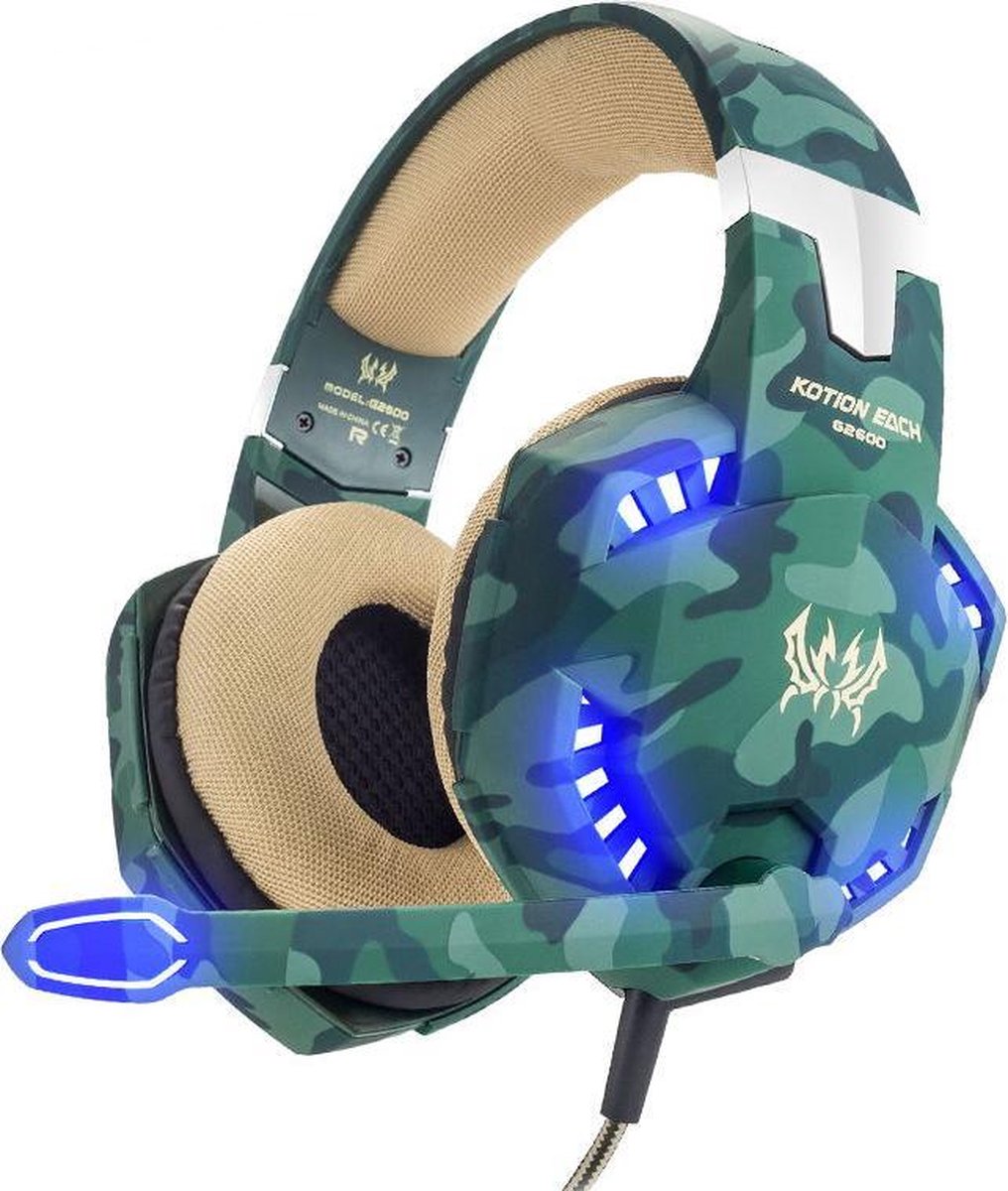 KOTION EACH G2600 - Gaming Headset - PS4 + PC - Camouflage Groen - KOTION EACH
