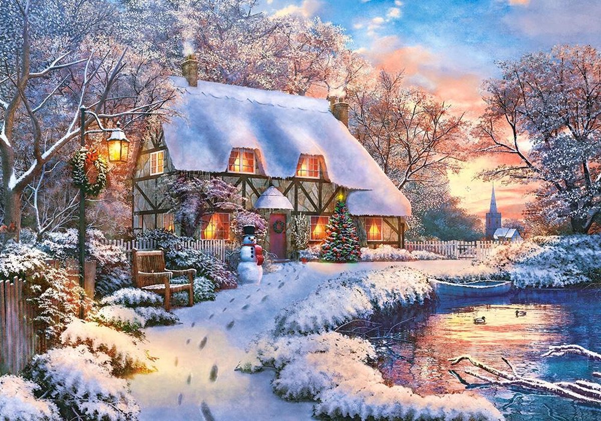 Castorland Winter Cottage – Puzzel – 500 stukjes – Satijnen afwerking – Perfecte pasvorm – Europese kwaliteit — afbeelding 2