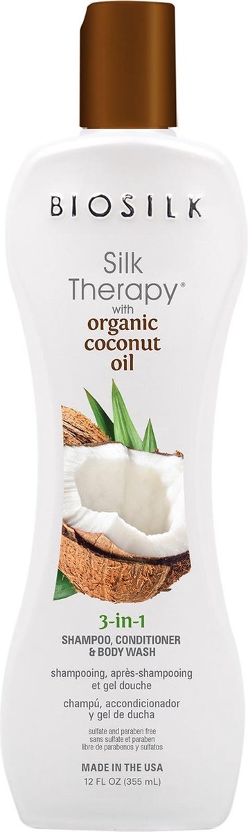 BioSilk Silk Therapy Organic Coconut Oil - 3-in-1 Shampoo, Conditioner & Bodywash - Gekleurd Haar