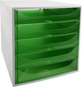 24x Ladenblok ECOBOX - 5 laden - A4+, Grijs/appelgroen transparant