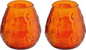 2x Oranje windlichten kaarsen 48 branduren - Glazen lantaarn kaars - Terraskaarsen/tuinkaarsen