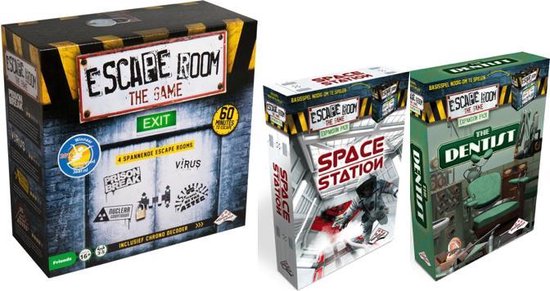 Afbeelding van het spel Mega Escape Room Spelvoordeelset inclusief basisspel Escape Room & Identity Games Escape Room: Space Station Uitbreidingsset & Uitbreidingsset Escape Room The Game The Dentist